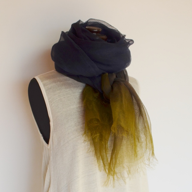 【harukii】日本製 麻100％ぼかし染ラミー薄羽ストール2019 Ｌ