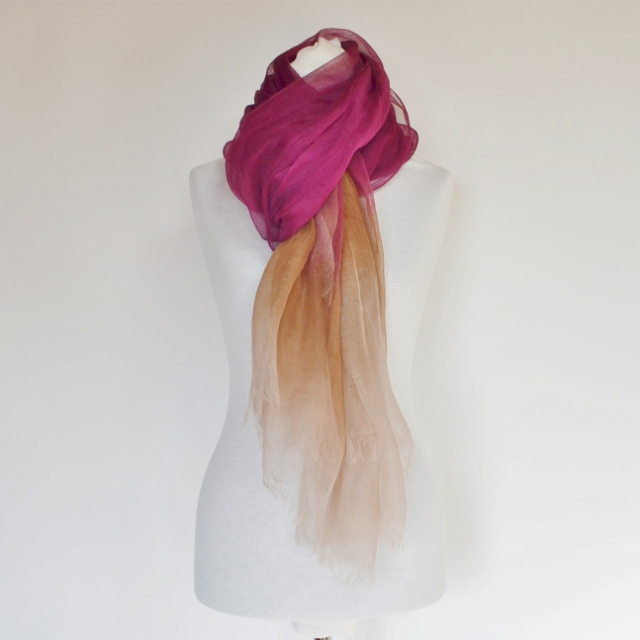 【harukii】日本製 麻100％ぼかし染ラミー薄羽ストール2019 Ｌ