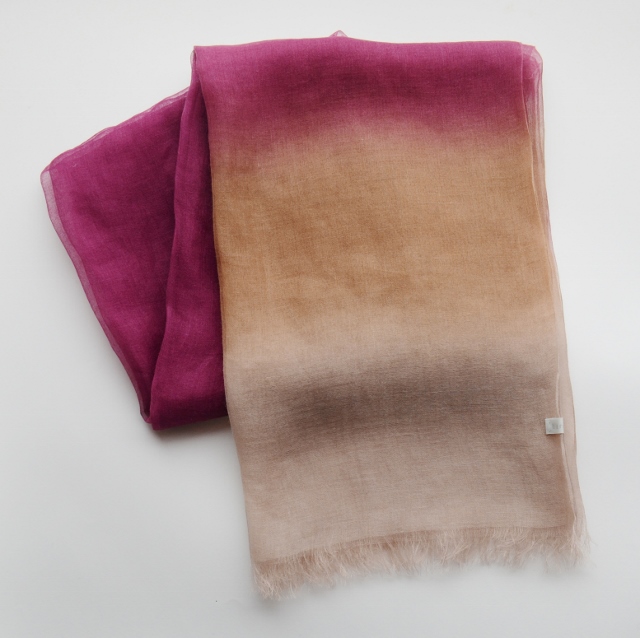 【harukii】日本製 麻100％ぼかし染ラミー薄羽ストール2019 Ｌ