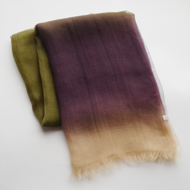 【harukii】日本製 麻100％ぼかし染ラミー薄羽ストール2019 Ｌ