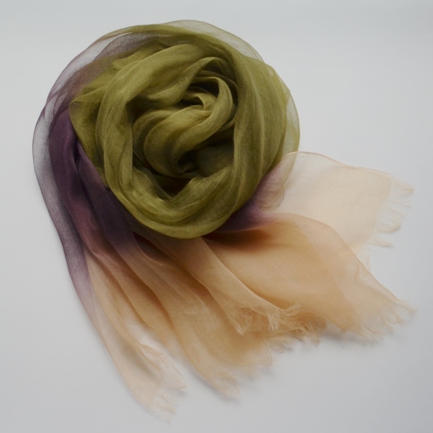 【harukii】日本製 麻100％ぼかし染ラミー薄羽ストール2019 Ｌ