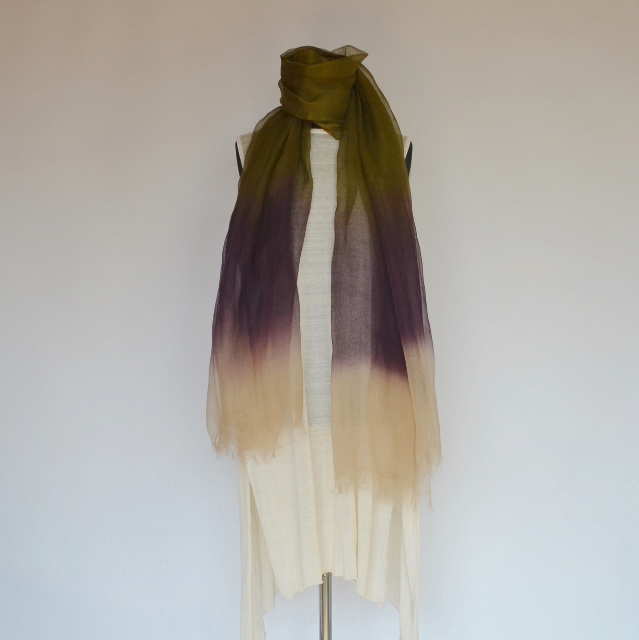 【harukii】日本製 麻100％ぼかし染ラミー薄羽ストール2019 Ｌ