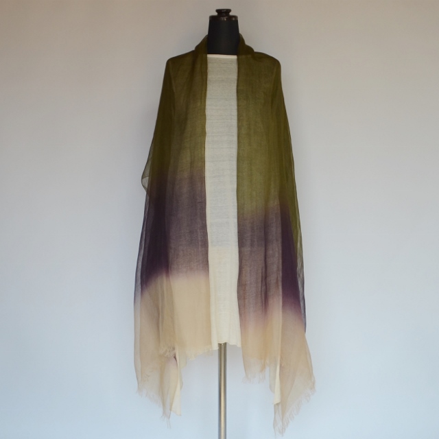 【harukii】日本製 麻100％ぼかし染ラミー薄羽ストール2019 Ｌ