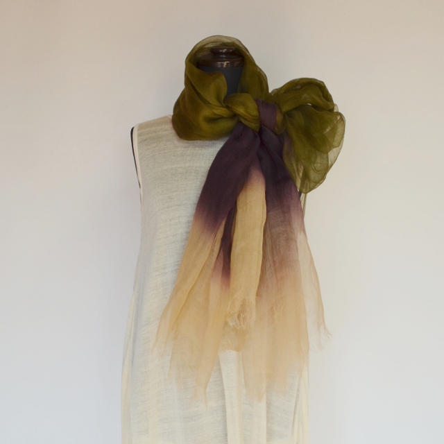 【harukii】日本製 麻100％ぼかし染ラミー薄羽ストール2019 Ｌ