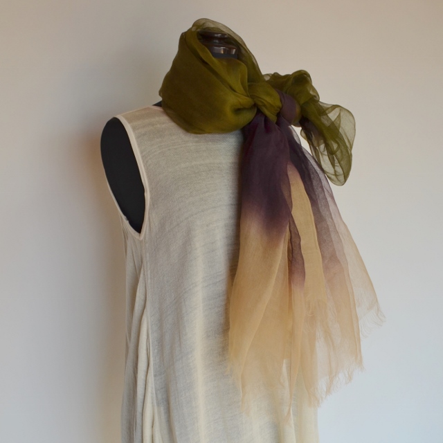 【harukii】日本製 麻100％ぼかし染ラミー薄羽ストール2019 Ｌ