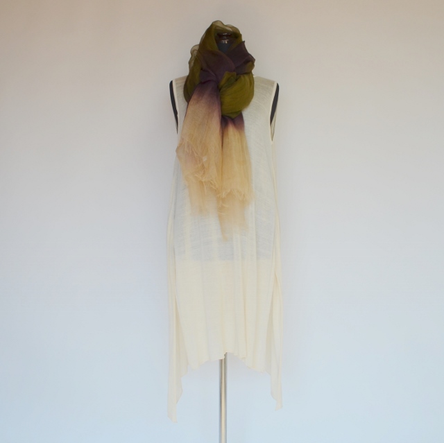 【harukii】日本製 麻100％ぼかし染ラミー薄羽ストール2019 Ｌ