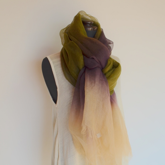 【harukii】日本製 麻100％ぼかし染ラミー薄羽ストール2019 Ｌ