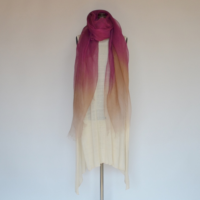 【harukii】日本製 麻100％ぼかし染ラミー薄羽ストール2019 Ｌ