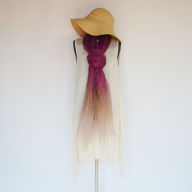 【harukii】日本製 麻100％ぼかし染ラミー薄羽ストール2019 Ｌ