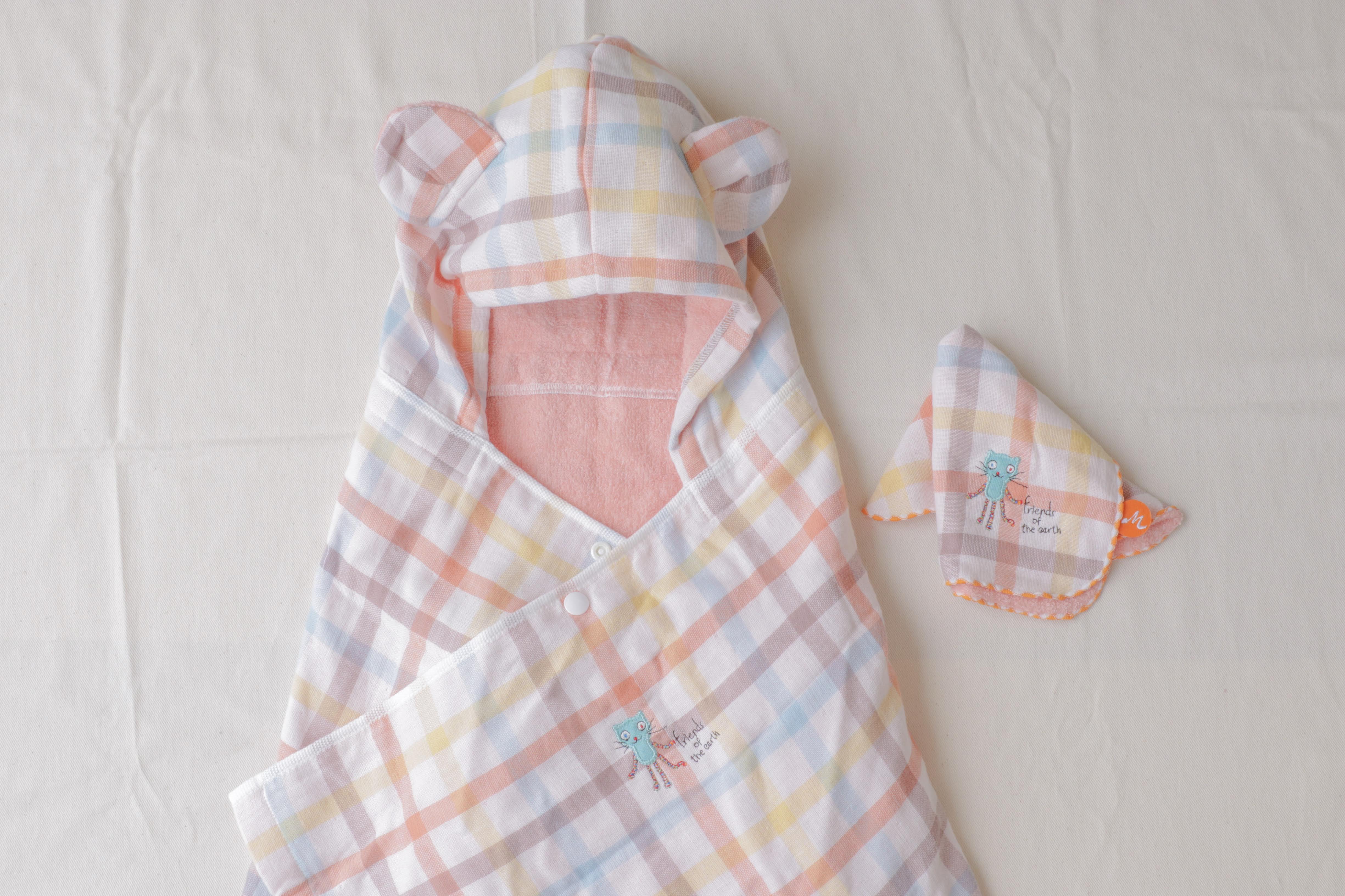 Duo フード付きバスタオル&ハンカチセット