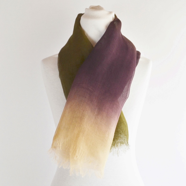 【harukii】日本製 麻100％ぼかし染ラミー薄羽ストール2019 S