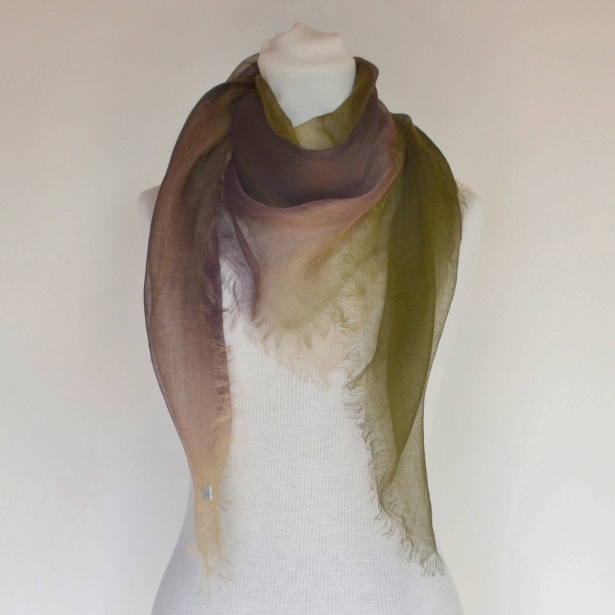 【harukii】日本製 麻100％ぼかし染ラミー薄羽ストール2019 S