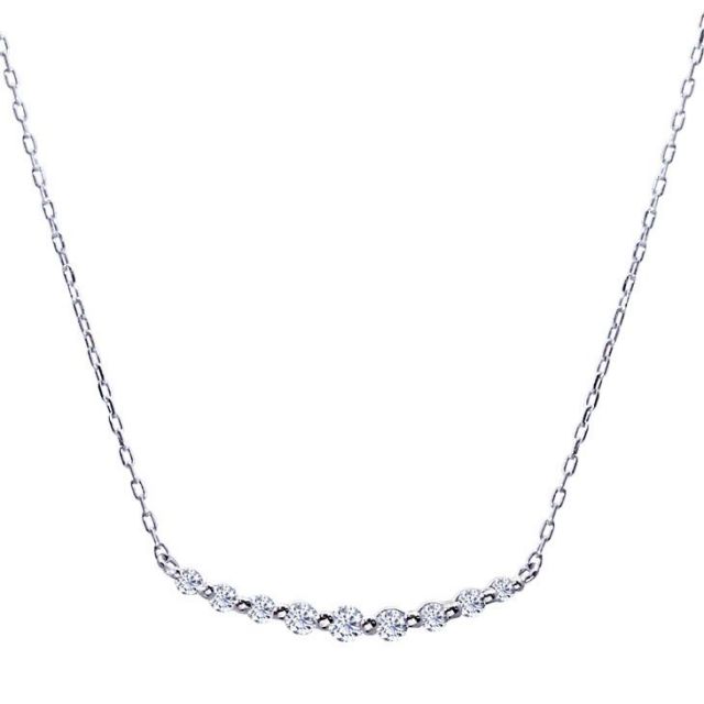 ダイヤモンド 0.1ct スマイル ライン ネックレス プラチナ Pt900 ララ  
