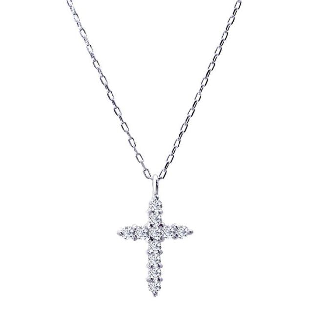 ダイヤモンド 0.1ct スター クロス ネックレス プラチナ Pt900 ララクリスティー