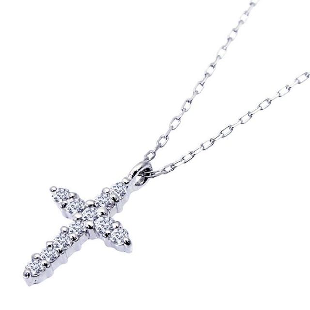 ダイヤモンド 0.1ct スター クロス ネックレス プラチナ Pt900 ララクリスティー