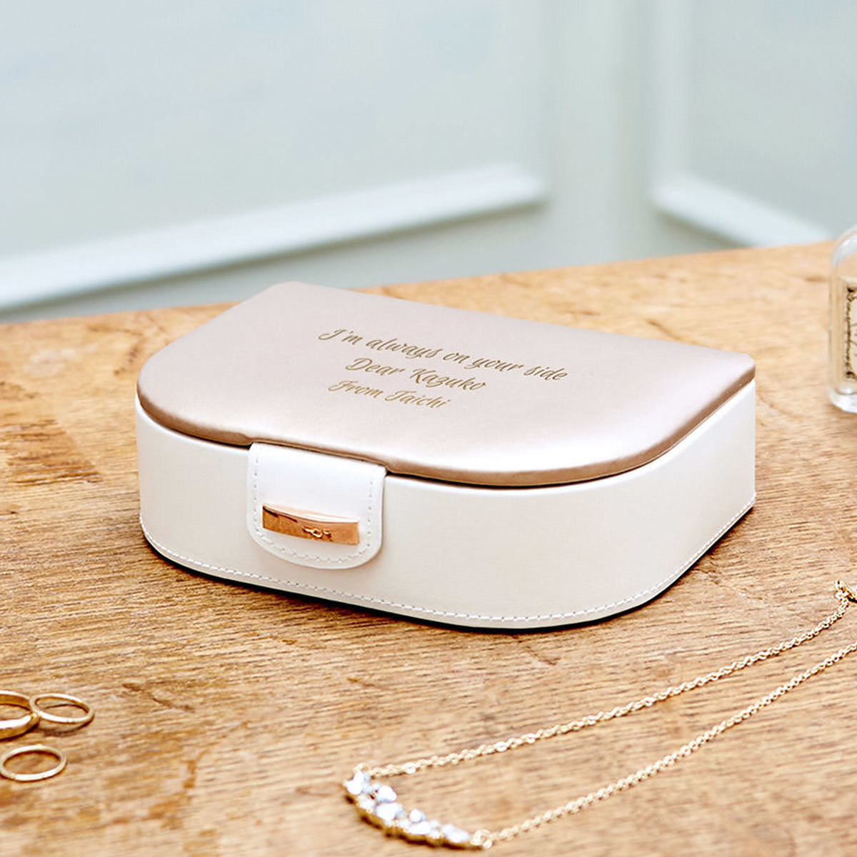 【名前やメッセージが入る！】ジュエリーケース ローズゴールド S