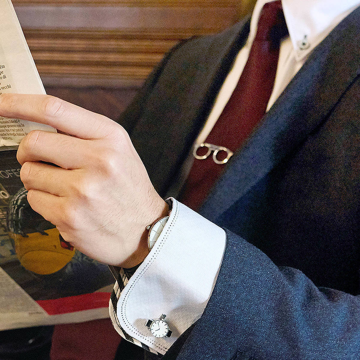 タイピン＆カフスセット  メガネと腕時計