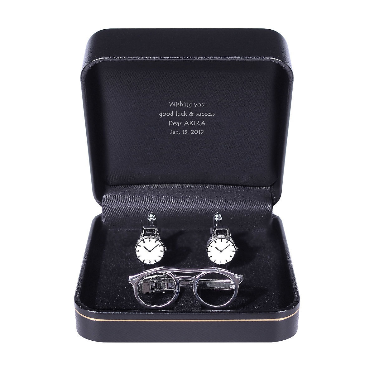 タイピン＆カフスセット  メガネと腕時計