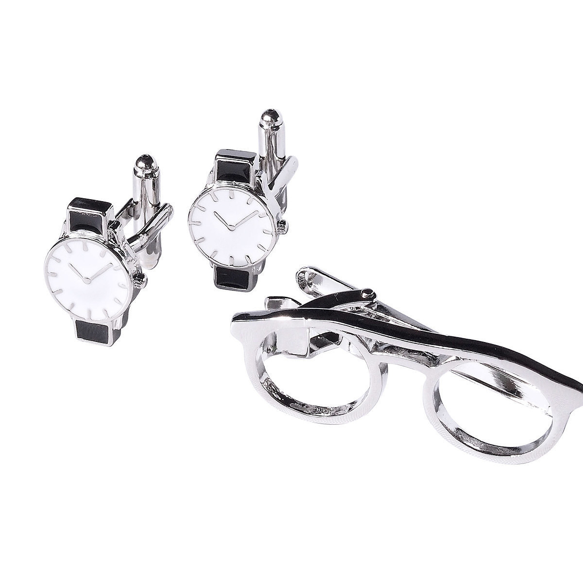 タイピン＆カフスセット  メガネと腕時計