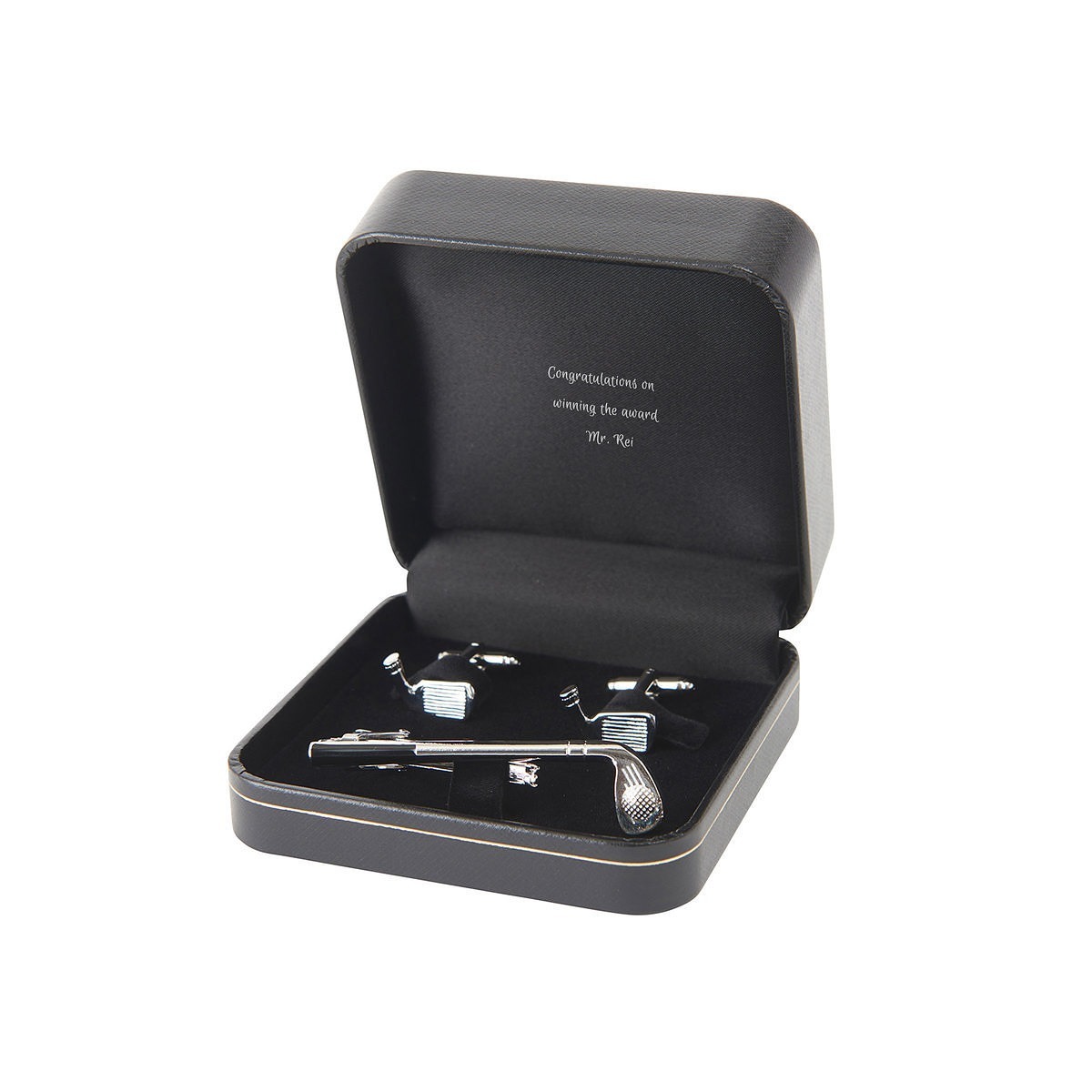 BURBERRY カフスセット シルバー/ブラック 箱保存袋つき BURBERRY カフスセット シルバー/ブラック 箱保存袋つき BURBERRY