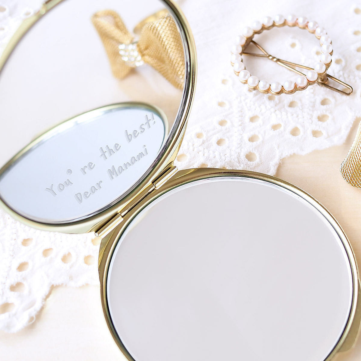 コンパクトミラー リボン