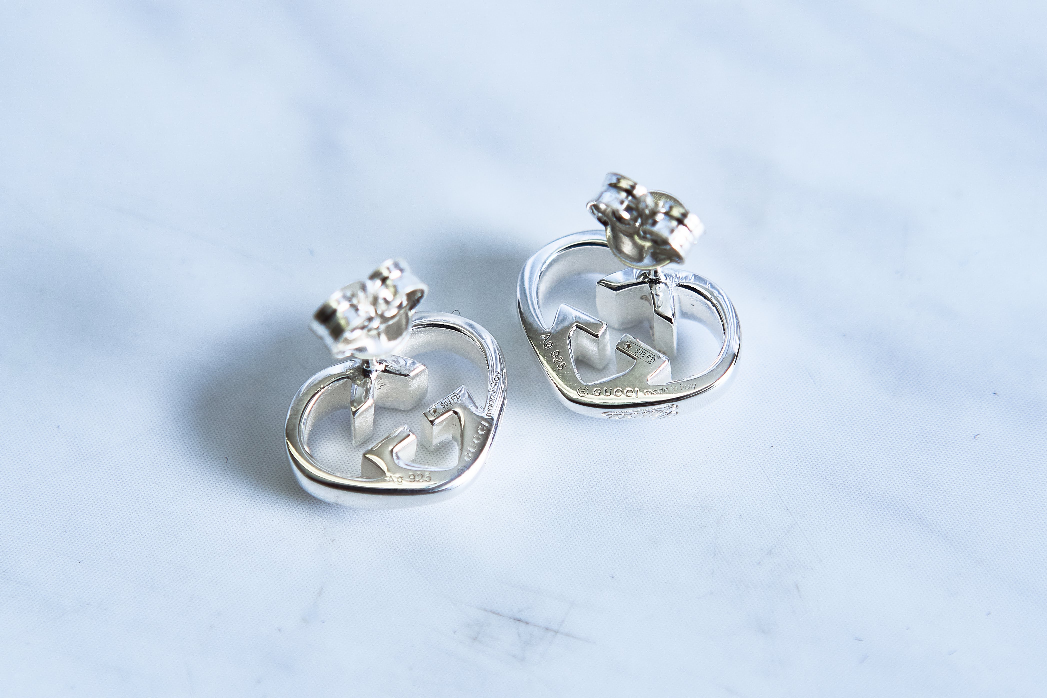 ハートシェイプ インターロッキング Gモチーフ ピアス