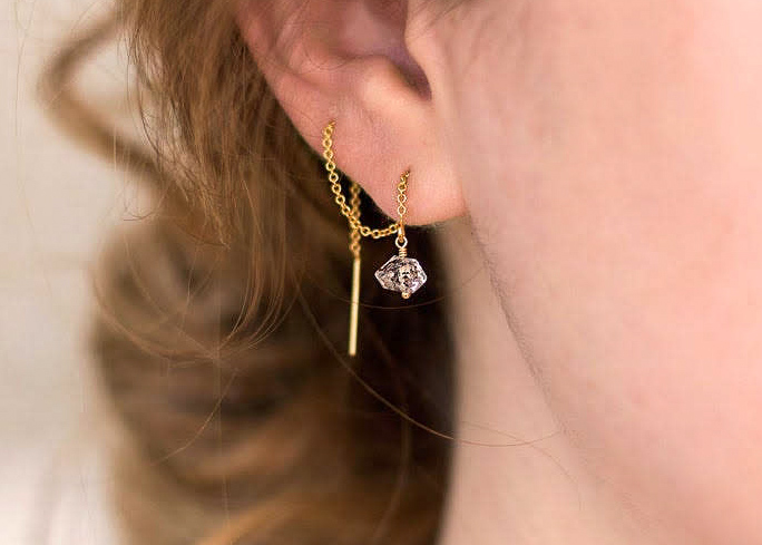 ハーキマーダイアモンドチェーンピアス