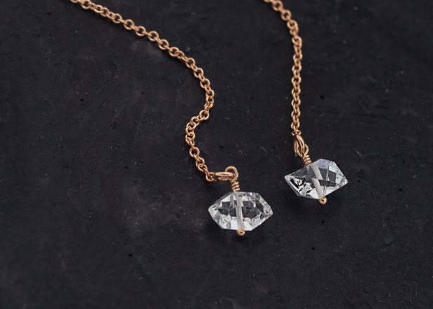 ハーキマーダイアモンドチェーンピアス