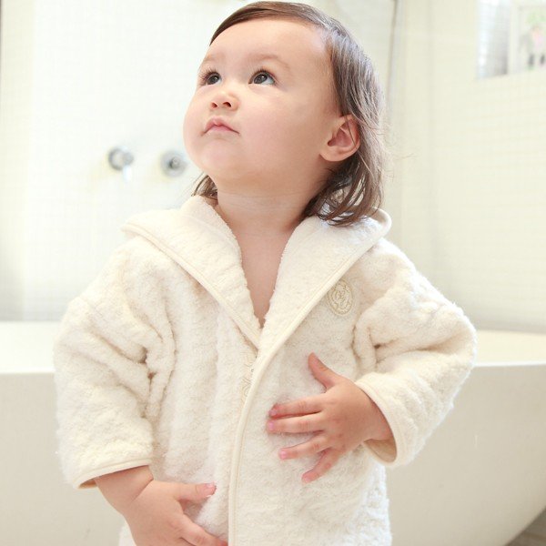 【名入れ対応】 ベビーバスローブ (オフホワイト）