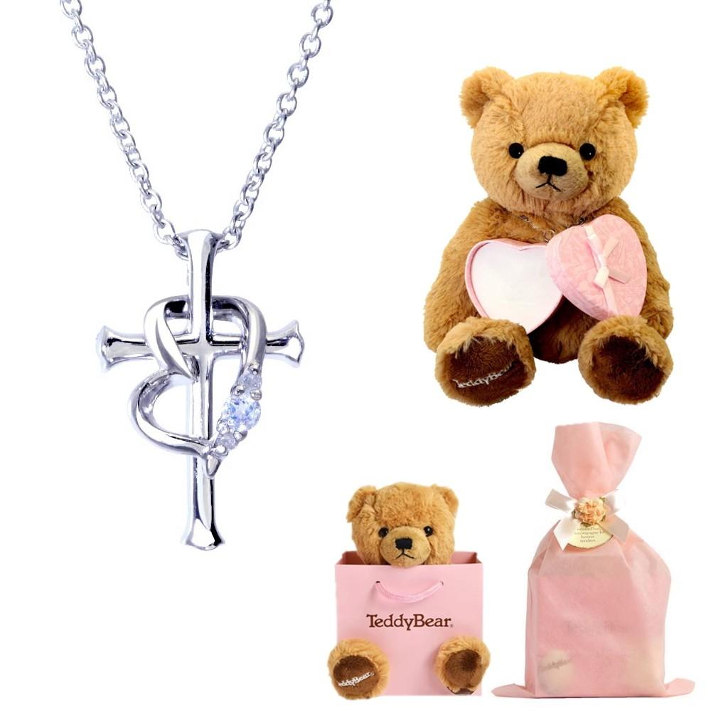 クロス ハート ネックレス & テディベア