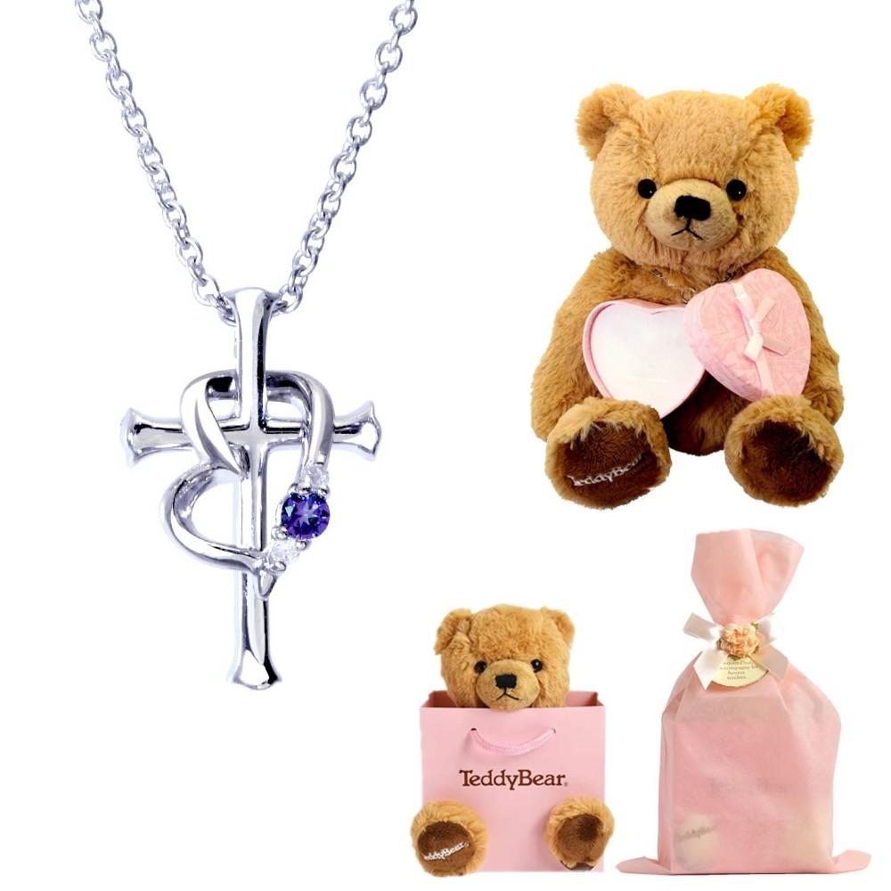 クロス ハート ネックレス & テディベア