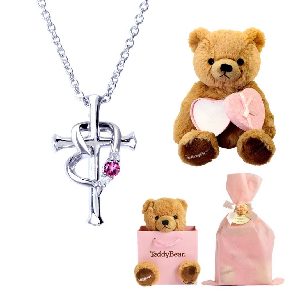 クロス ハート ネックレス & テディベア