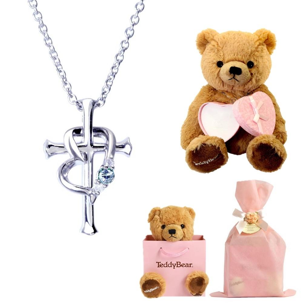 クロス ハート ネックレス & テディベア