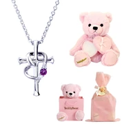 クロス ハート ネックレス & テディベア