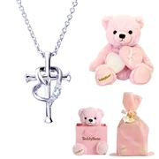 クロス ハート ネックレス & テディベア