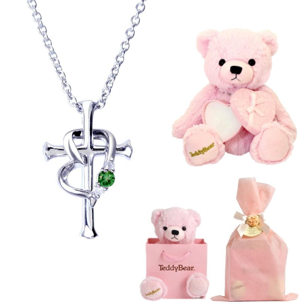 クロス ハート ネックレス & テディベア
