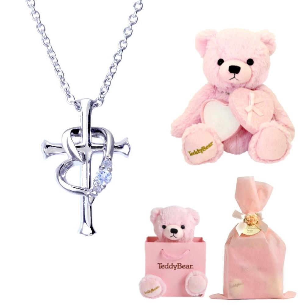 クロス ハート ネックレス & テディベア