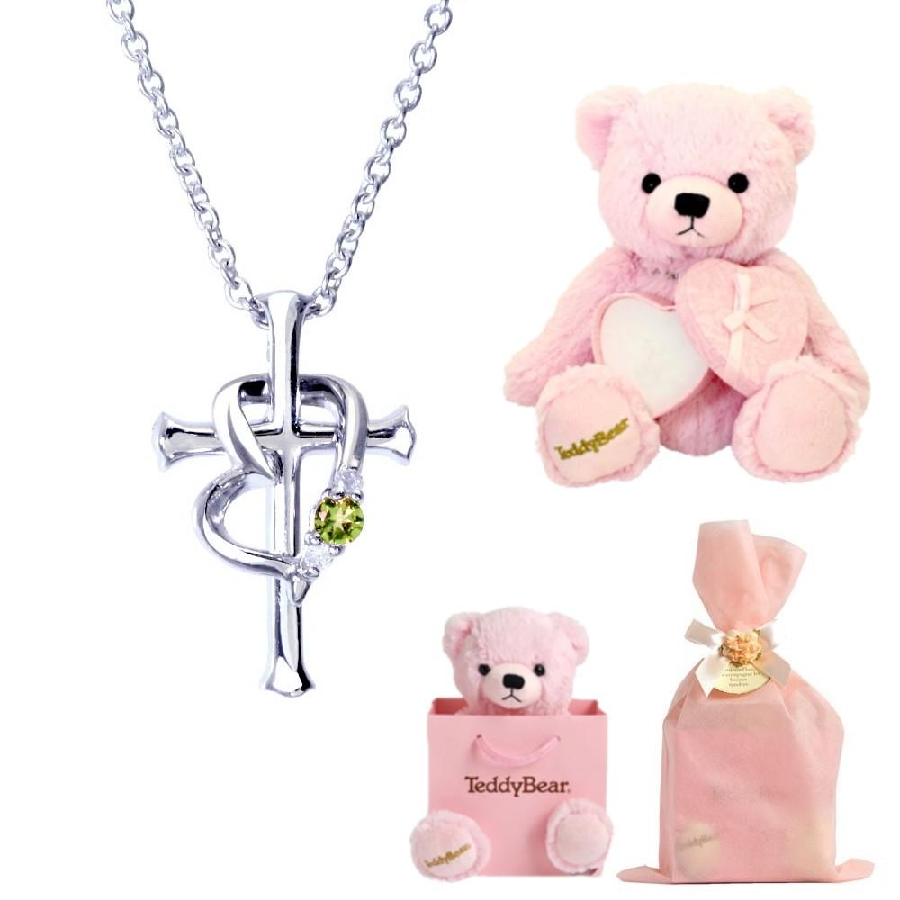 クロス ハート ネックレス & テディベア
