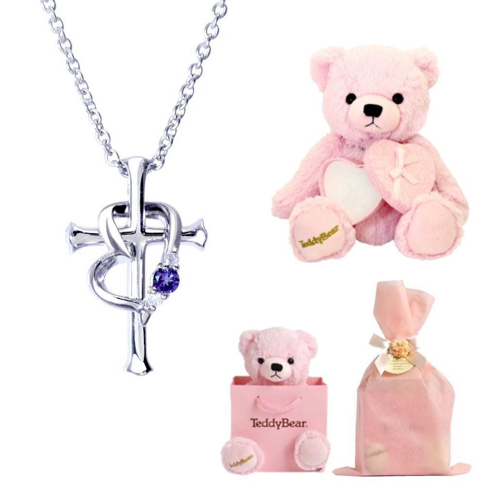 クロス ハート ネックレス & テディベア