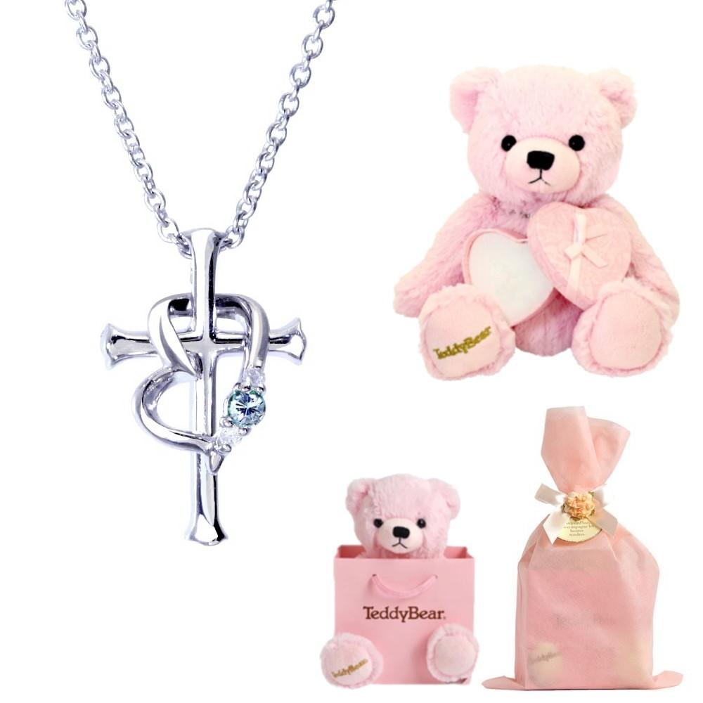 クロス ハート ネックレス & テディベア