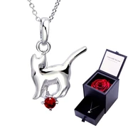 プリザーブドフラワー & エンジェルキャット ネックレス