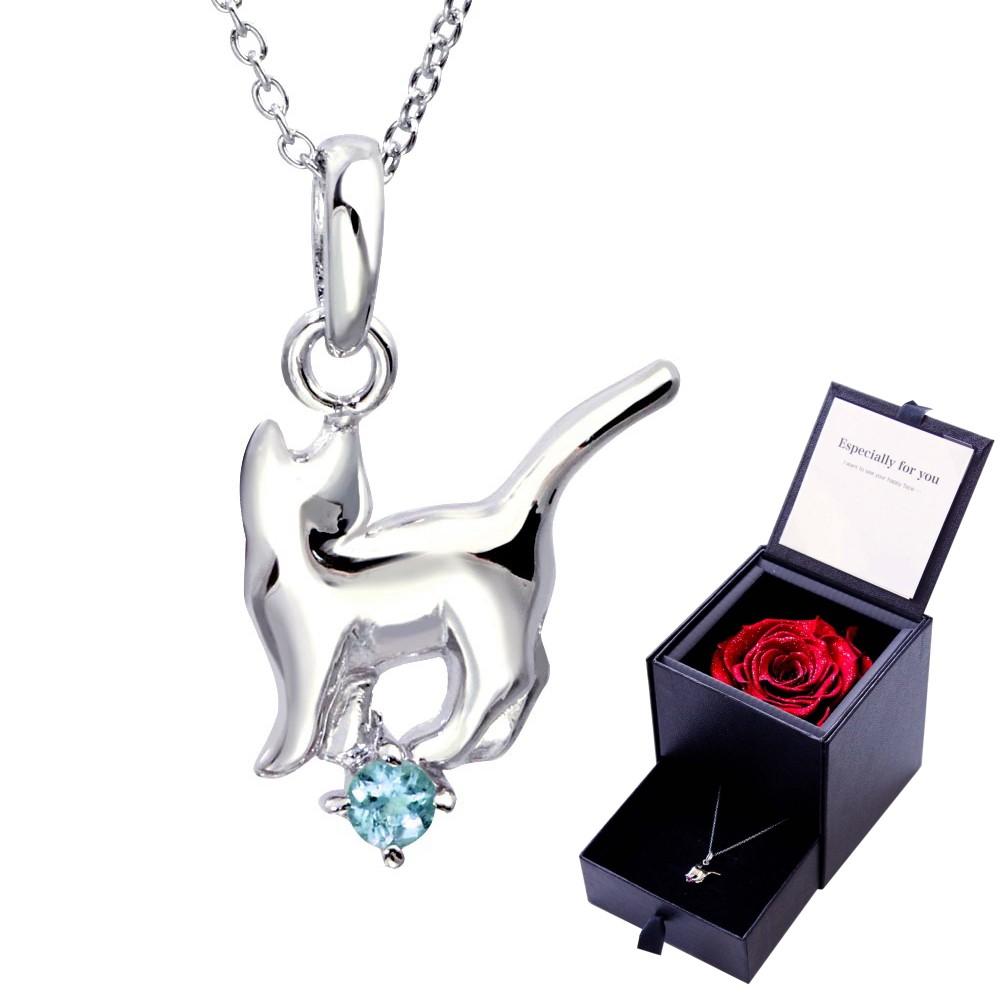 プリザーブドフラワー & エンジェルキャット ネックレス