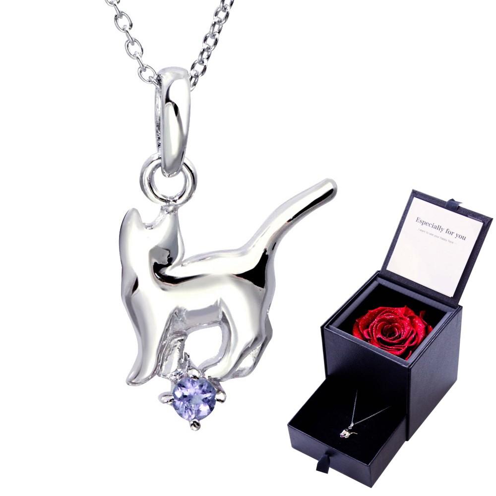 プリザーブドフラワー & エンジェルキャット ネックレス