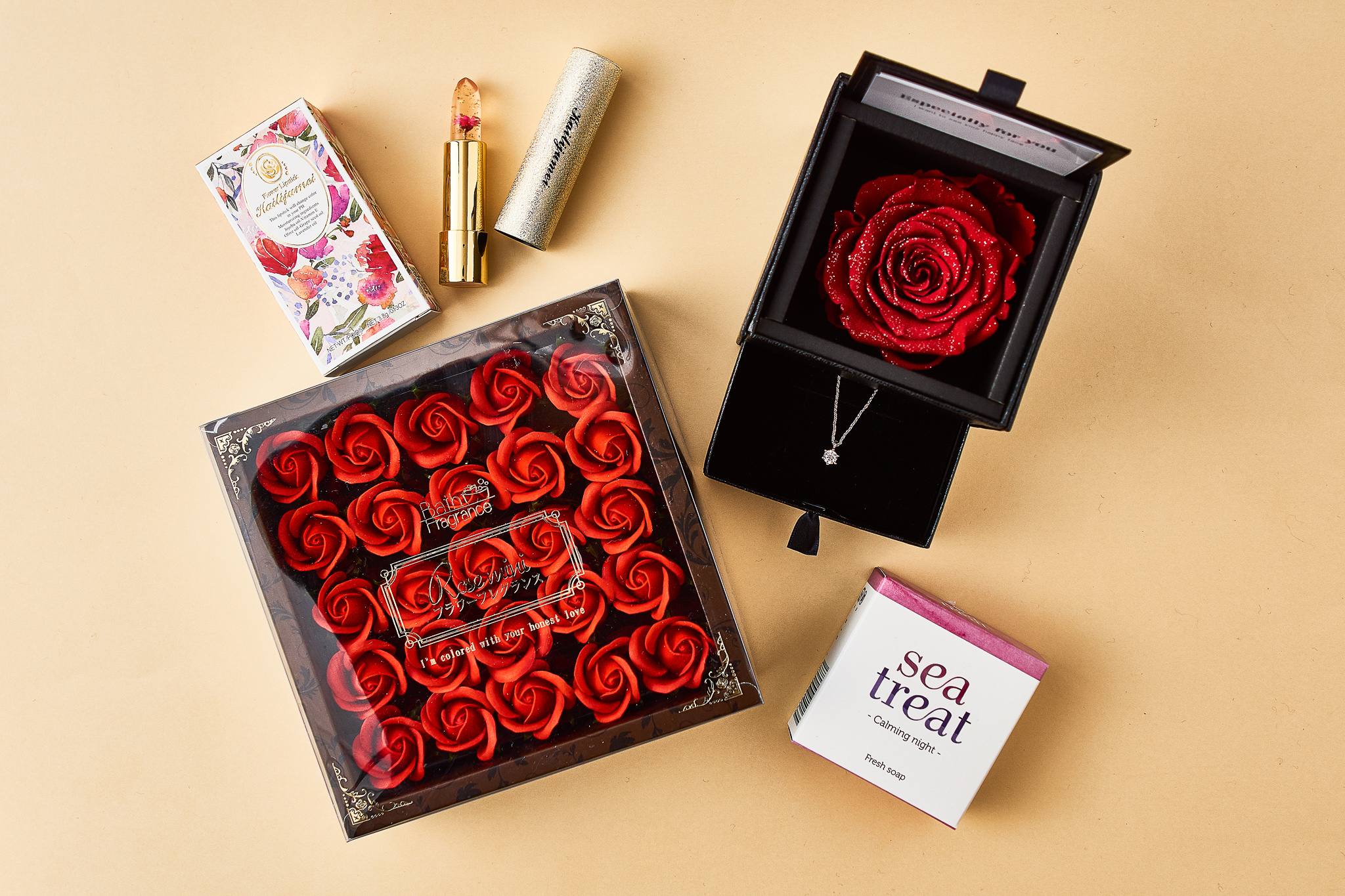 タンプ限定ギフトセット〝リップ＆ネックレス&入浴剤〟