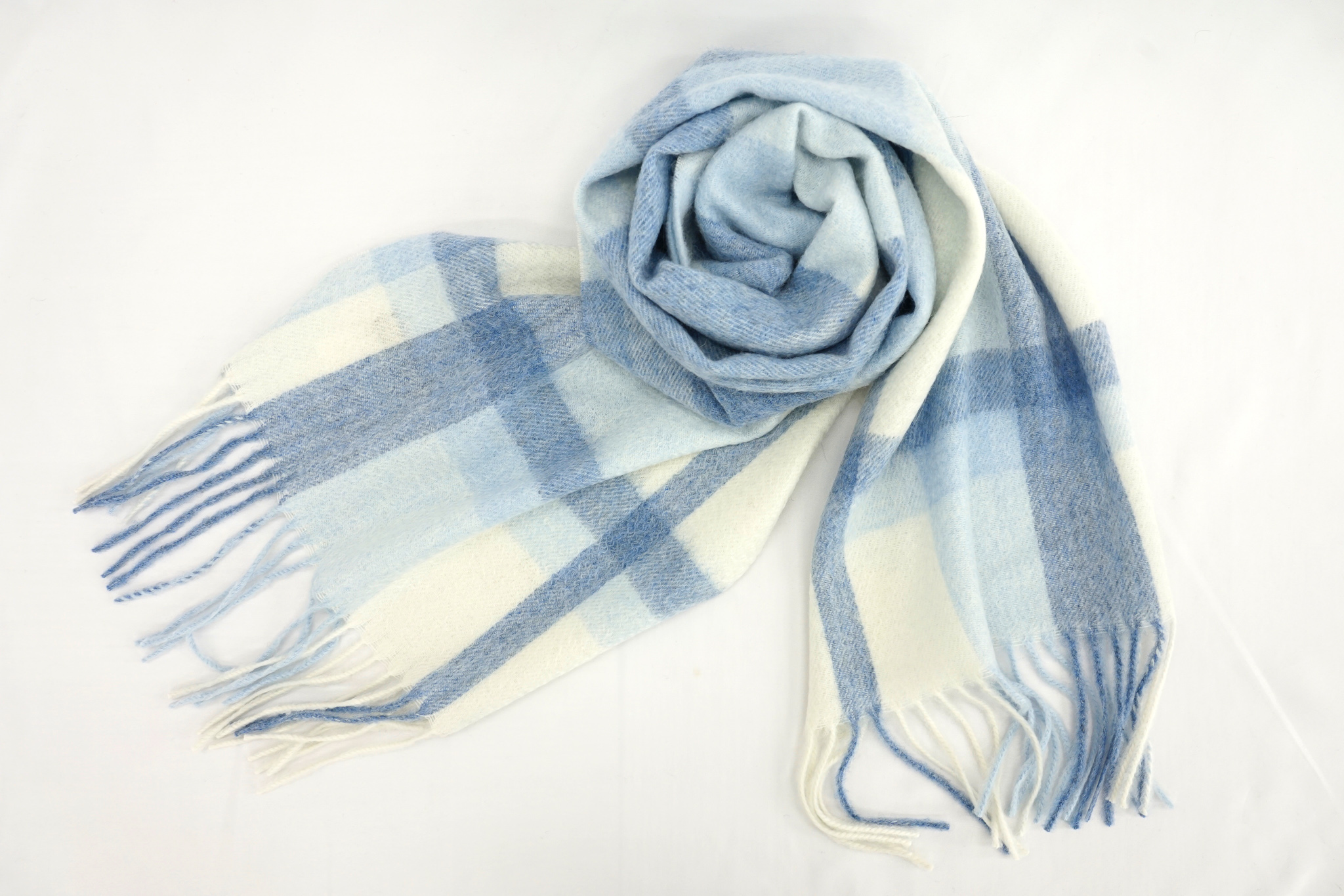 カシミヤ100%紡毛チェックマフラー(30×190cm)