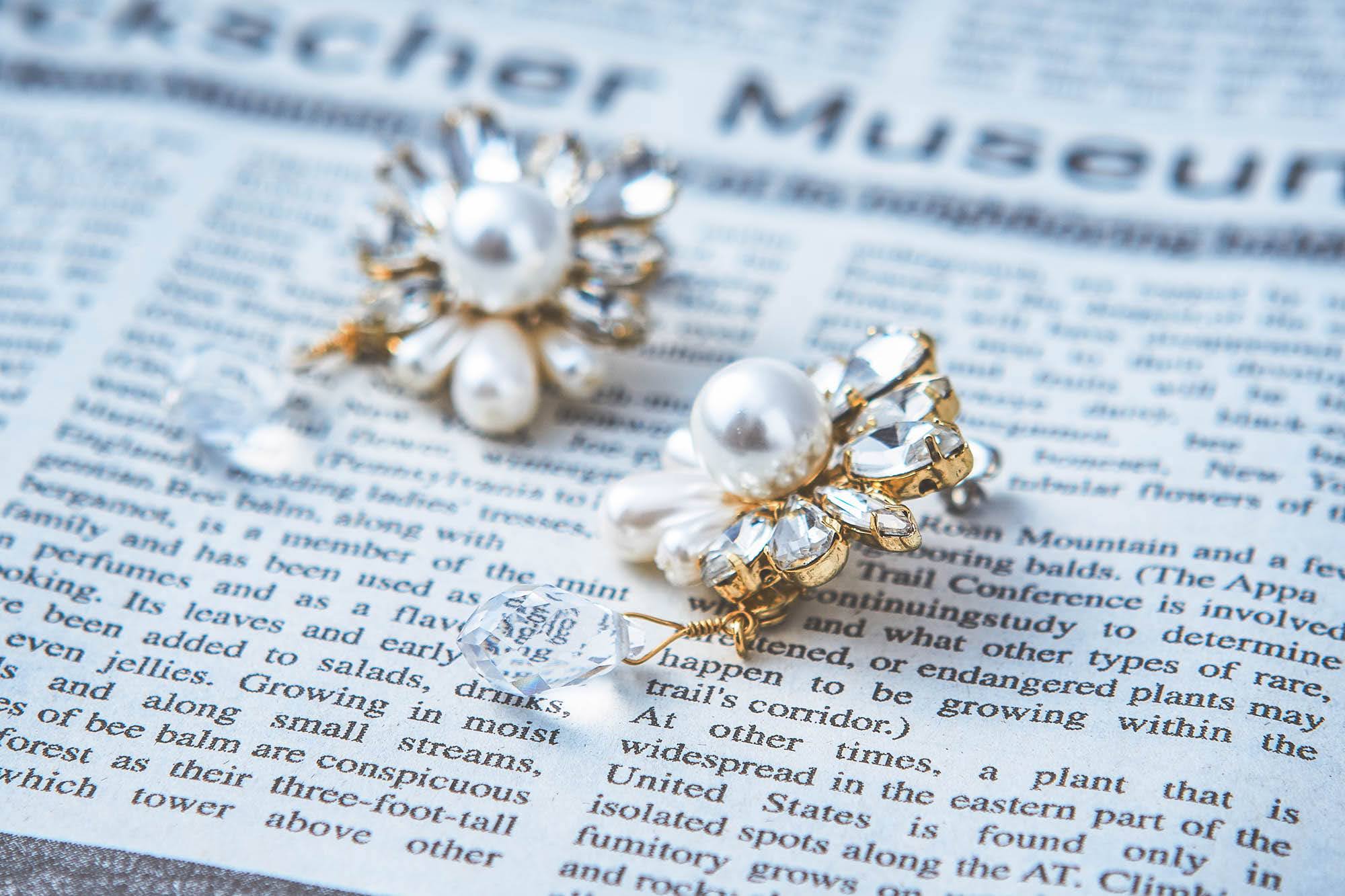 パールビジュー+ティアドロップビーズ2wayピアス MP16530