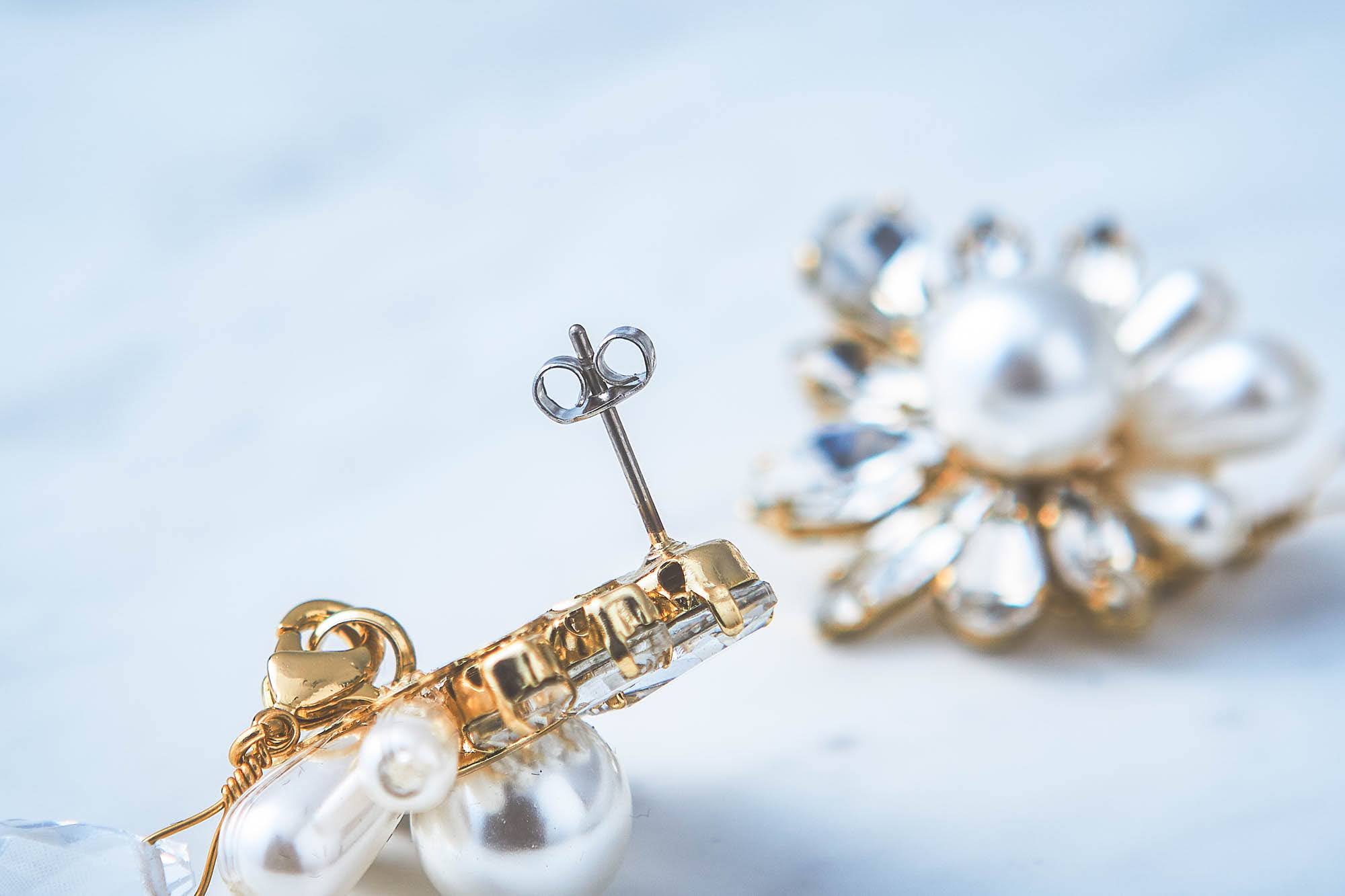 パールビジュー+ティアドロップビーズ2wayピアス MP16530