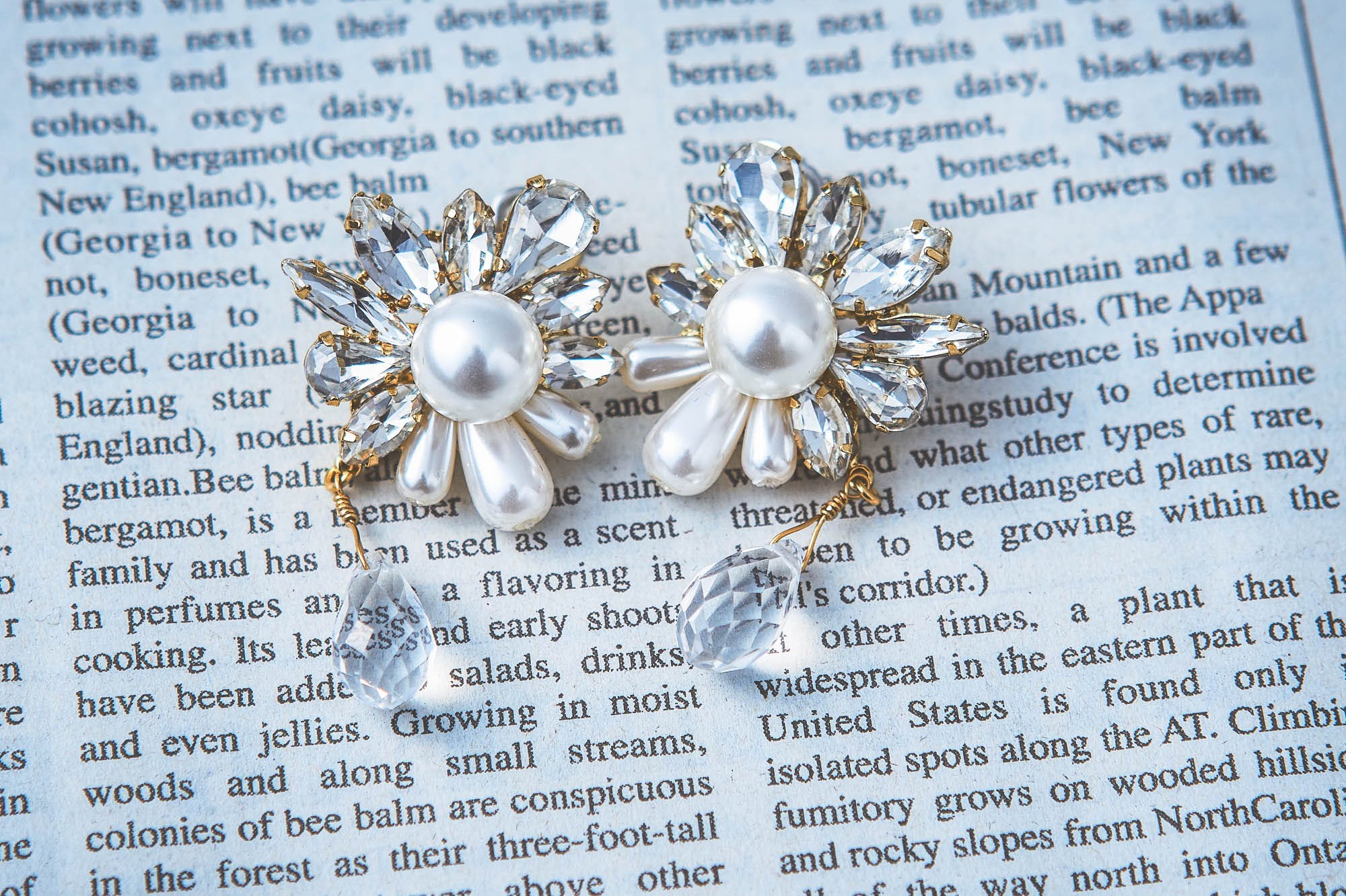 パールビジュー+ティアドロップビーズ2wayピアス MP16530