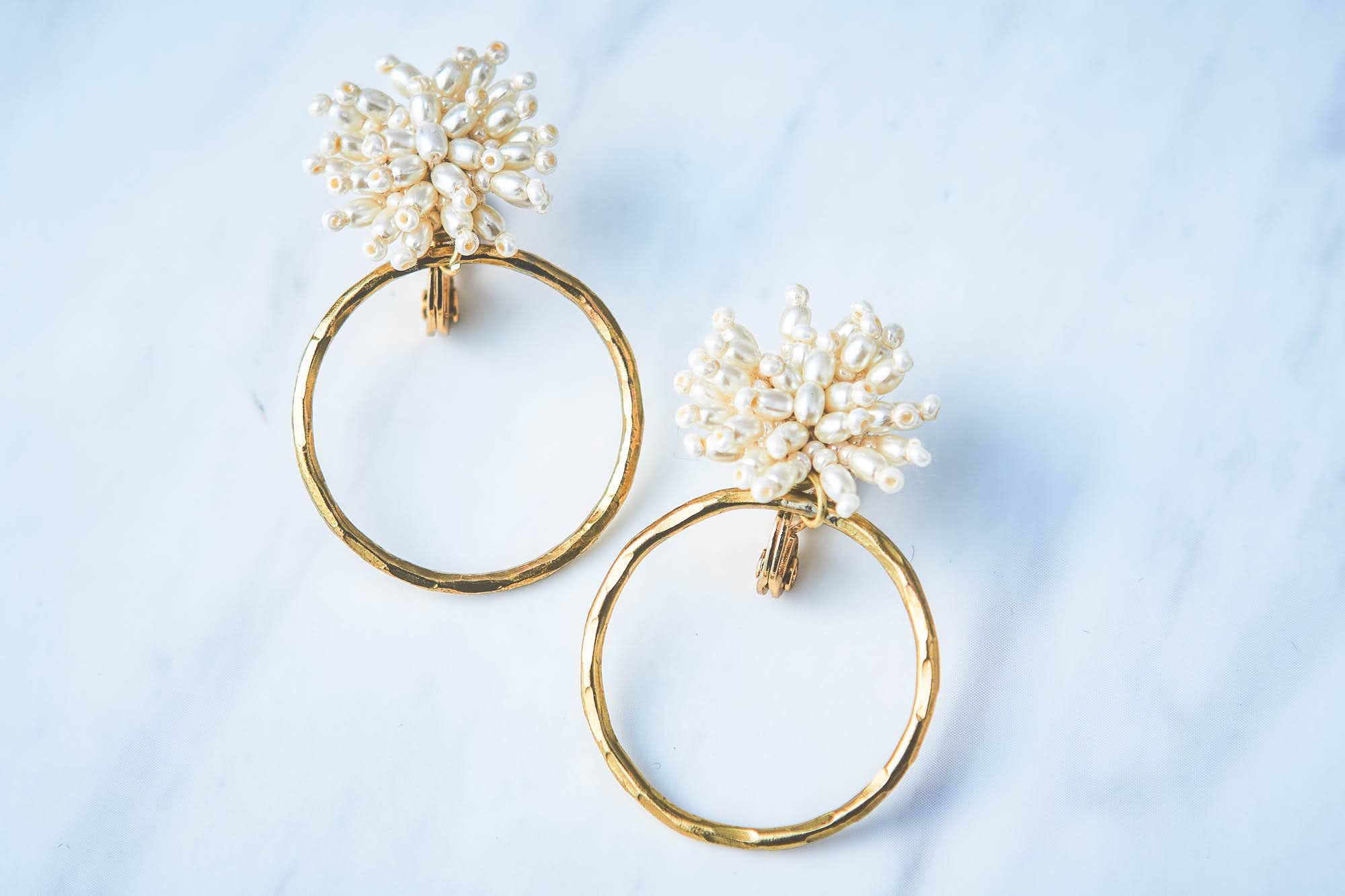 ビーズxメタルモチーフイヤリング TP19153