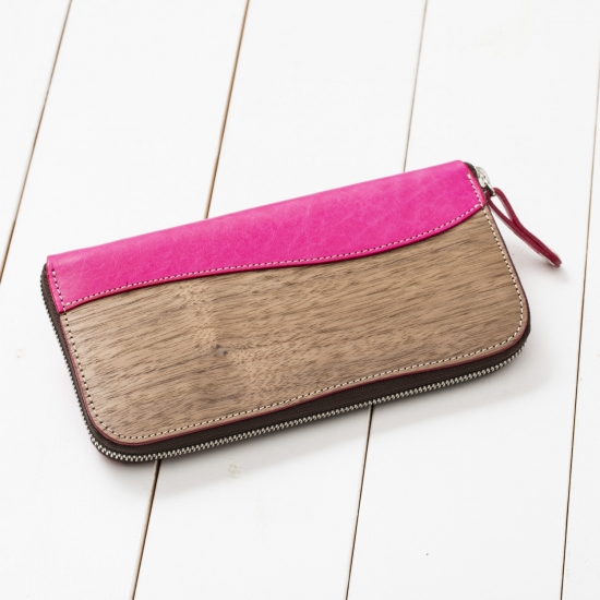 REAL WOOD Round Zip Wallet